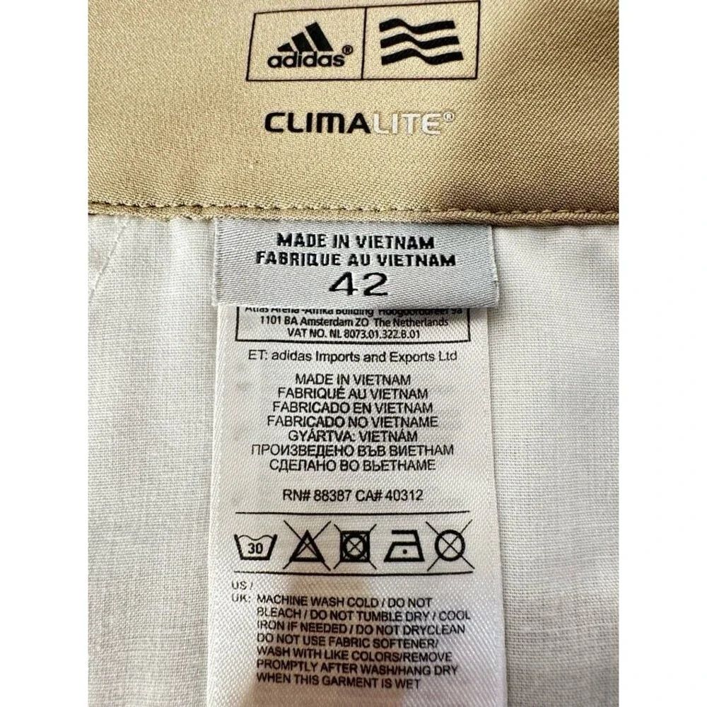 Adidas ClimaCool Golf Shorts Performance Khaki Tan 42 Mens Lightweight Preppy